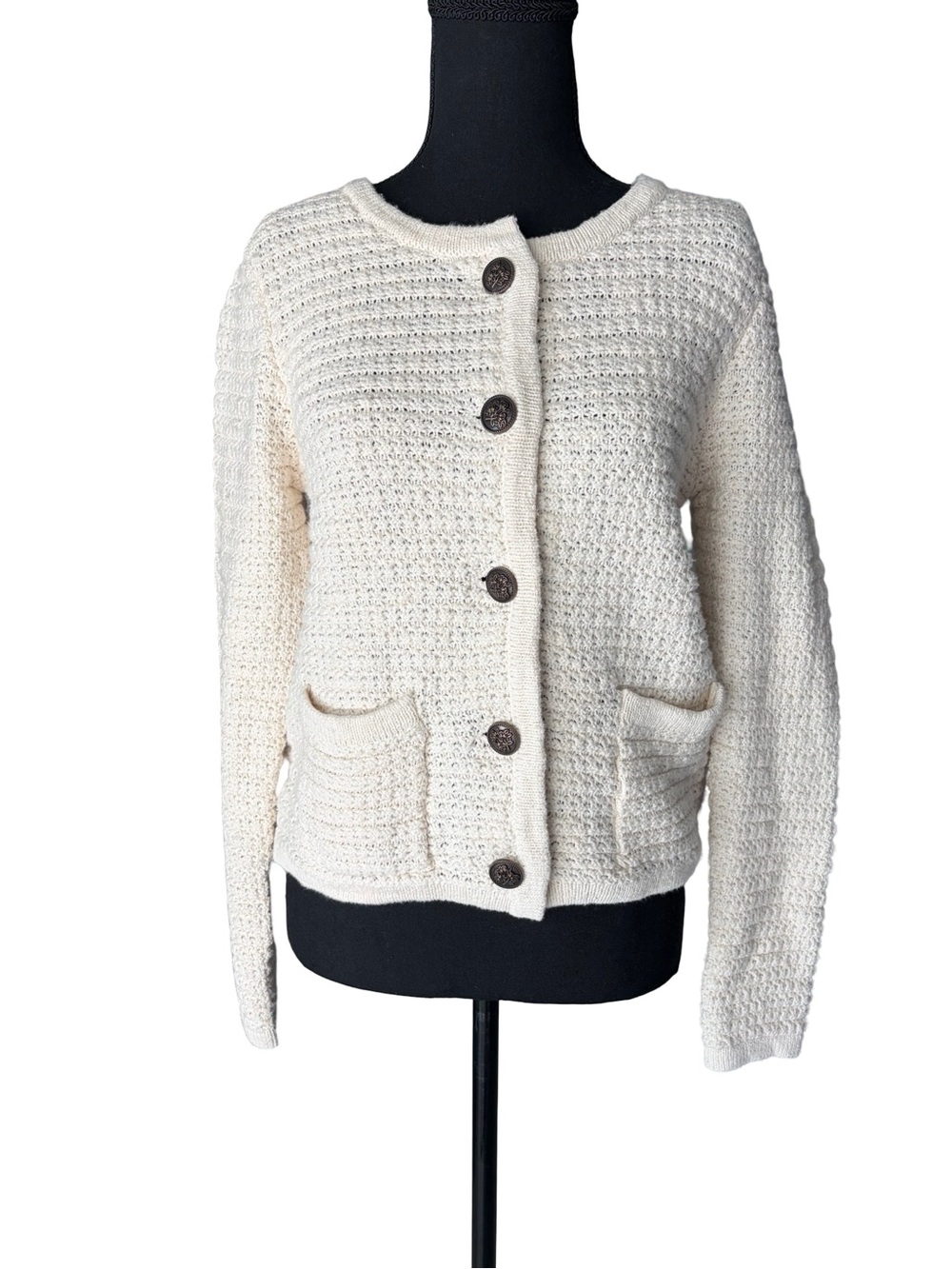 Lucky Brand Cream Knit Button-Front Cardigan